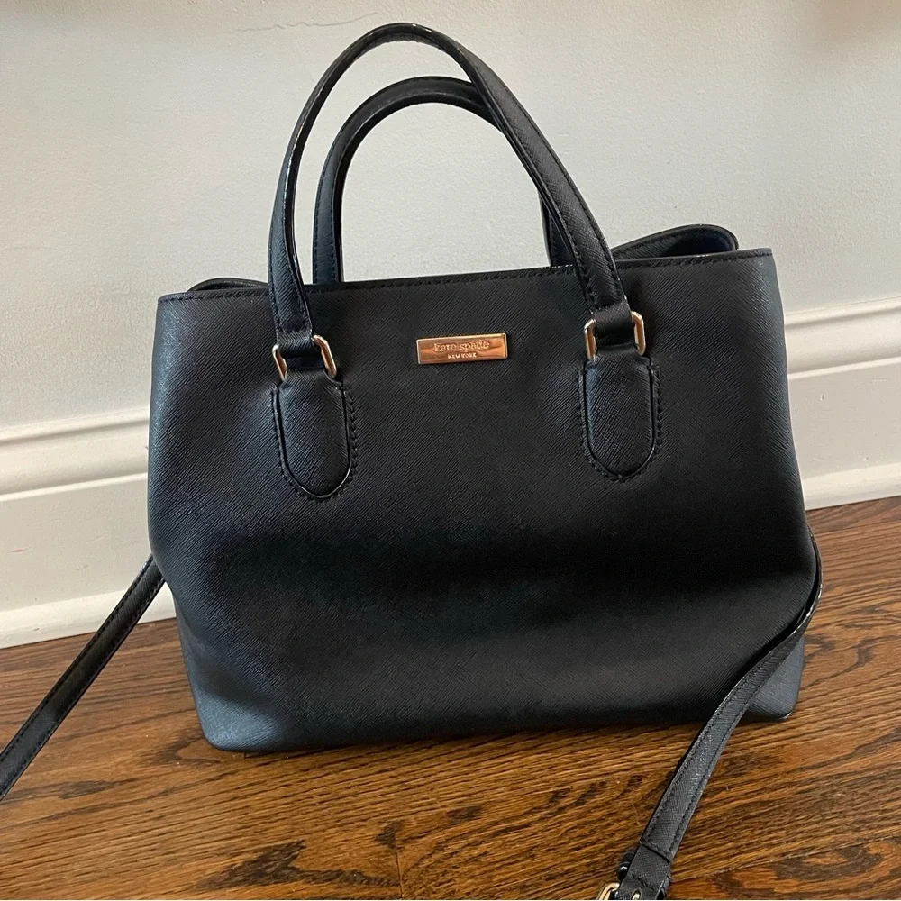 KATE SPADE Evangelie Laurel Way Black Leather Satchel